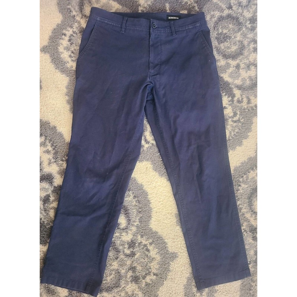 Bonobos Athletic Fit Navy Blue Khakis Pants mens sz 33 x 28